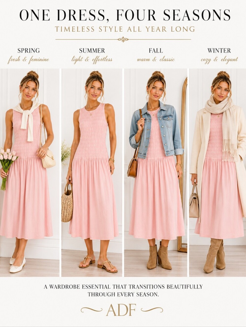 Universal Thread Pink Smocked Midi Dress Size Medium Sleeveless Casual Romantic - Picture 4 of 9